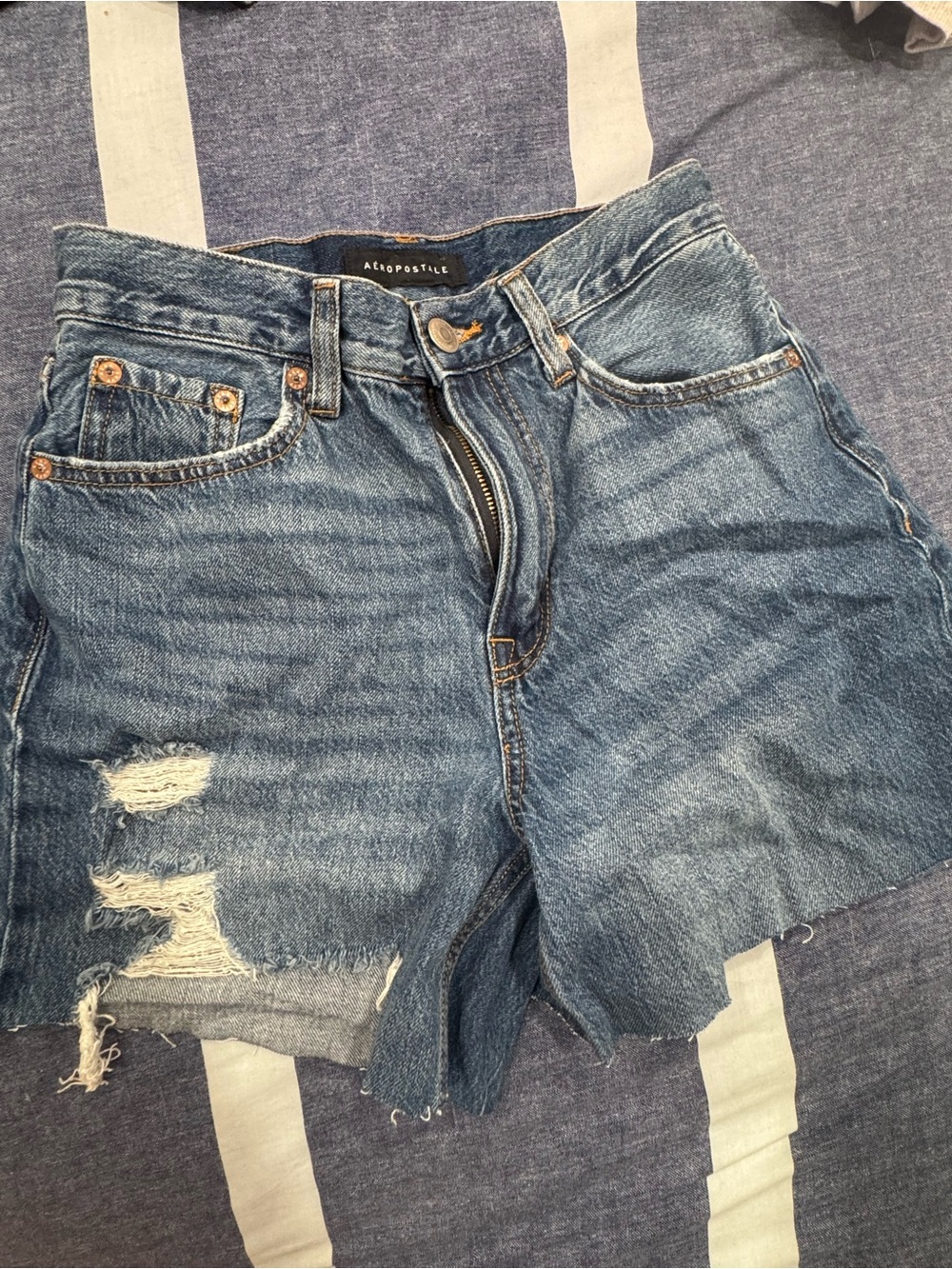 Aeropostale Women's Blue Distressed Jean Shorts